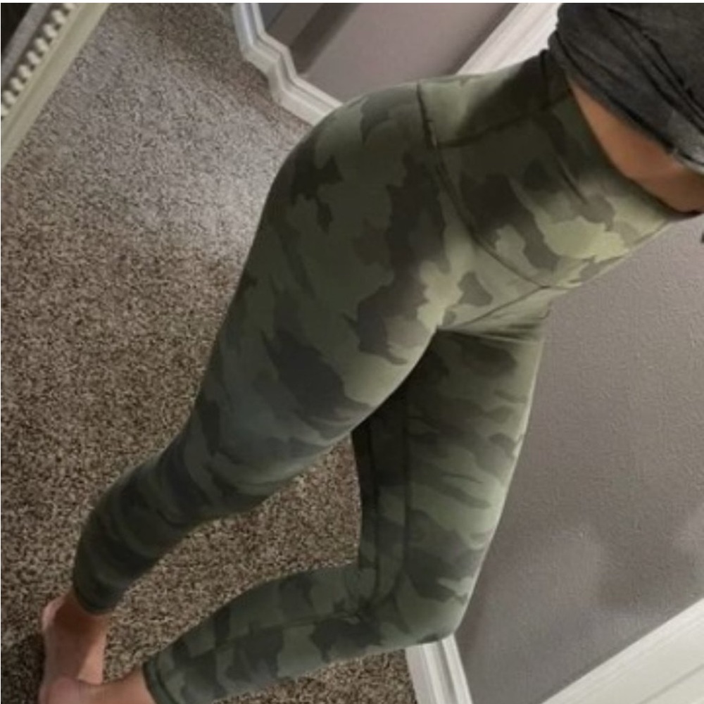 RARE Lululemon Align Pant II 25" Heritage 365 Camo Green Twill Multi Leggings 4